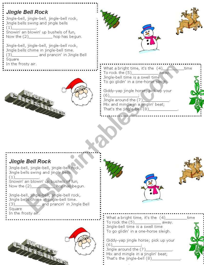 Jingle bell rock worksheet.