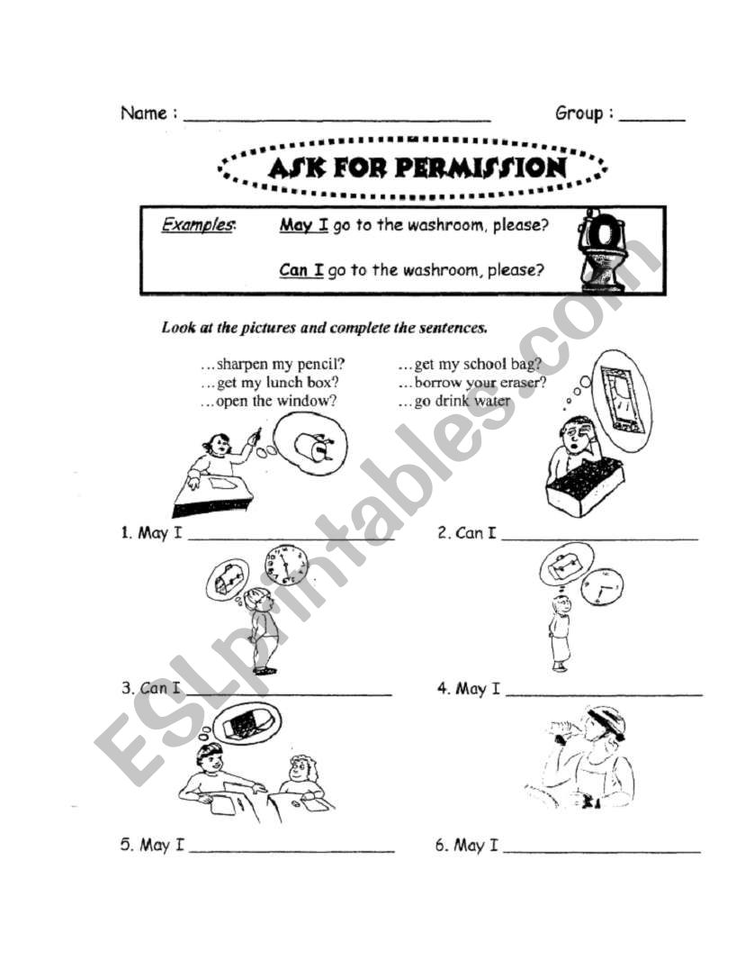 ask for permission worksheet