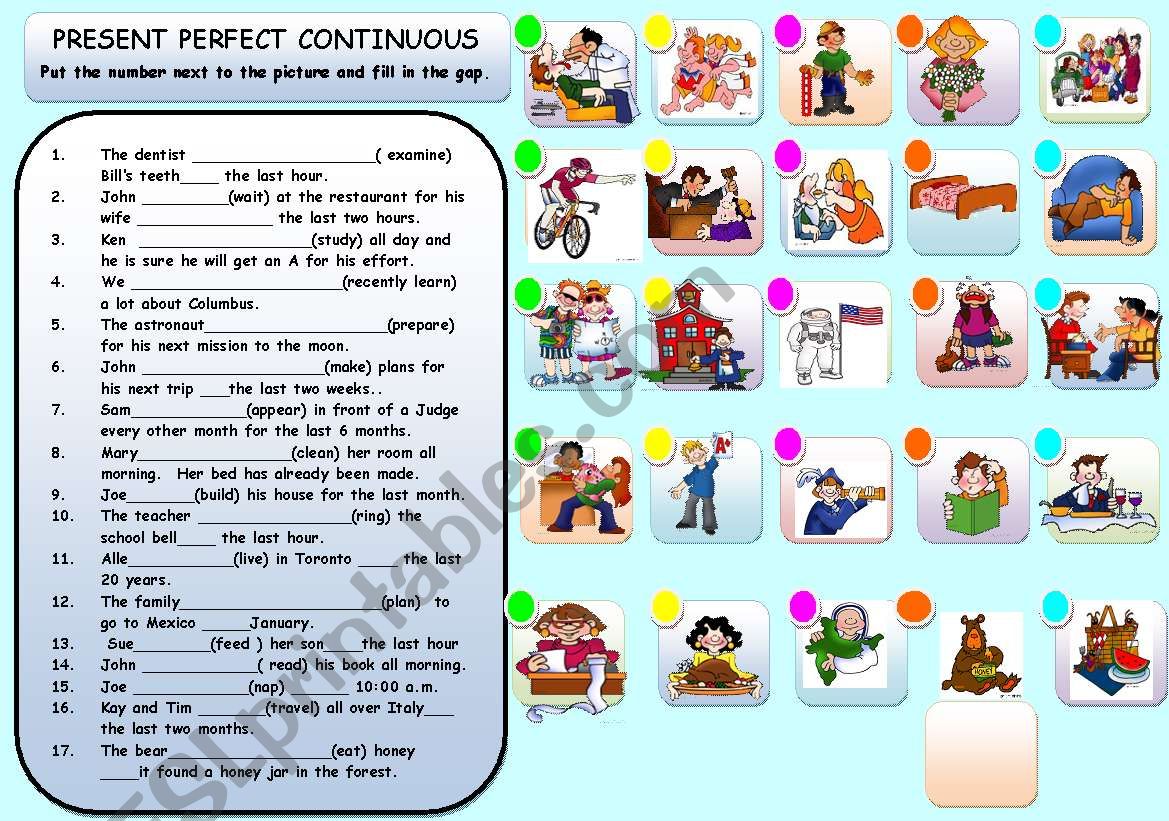 PRESENT PERFECT CONTINUOUS worksheet