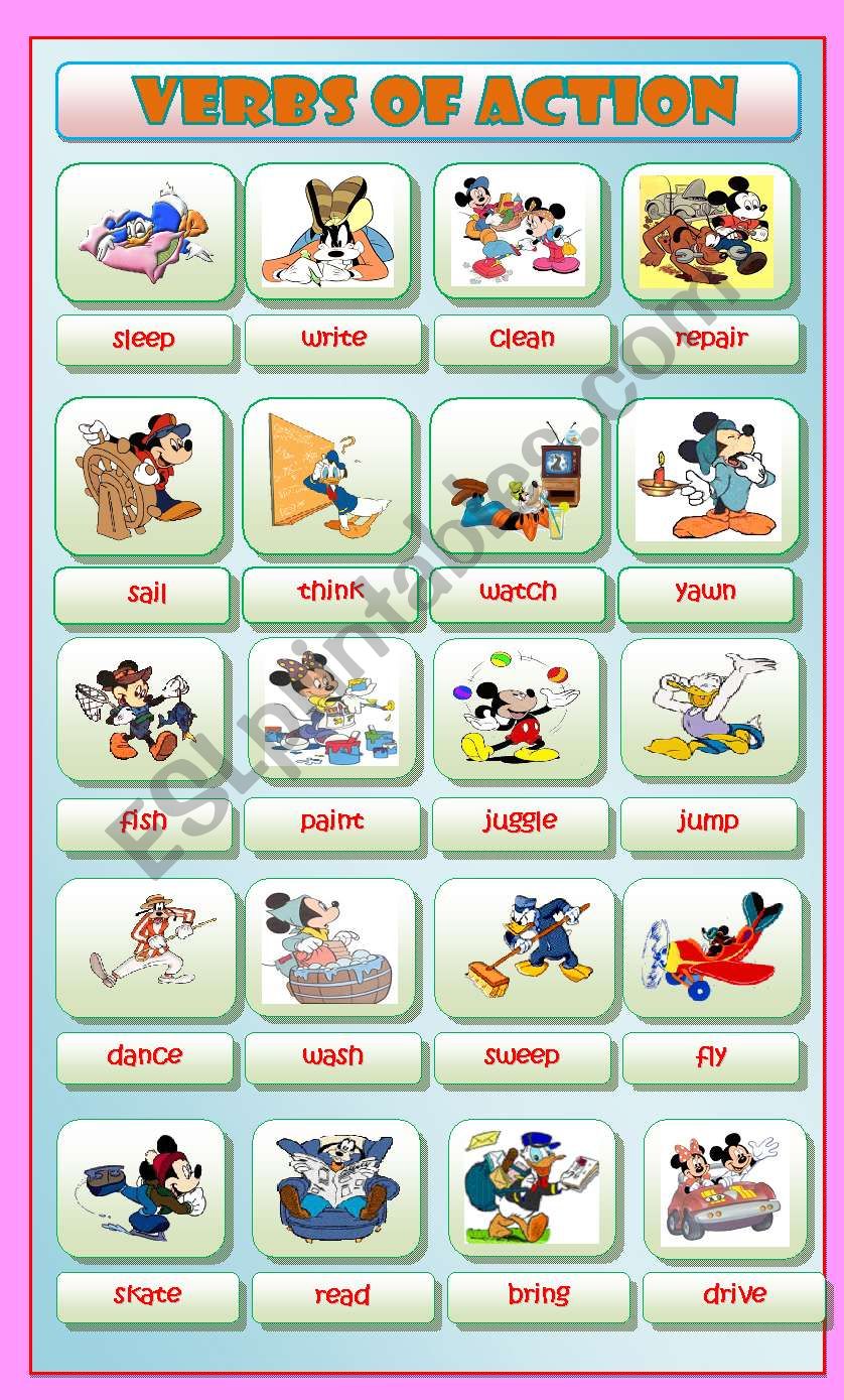Actions Verbs with Disney Characters