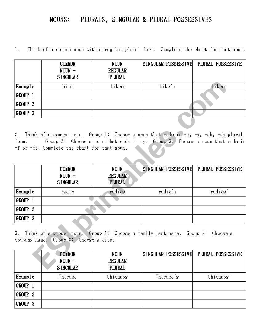 Possessive Nouns worksheet