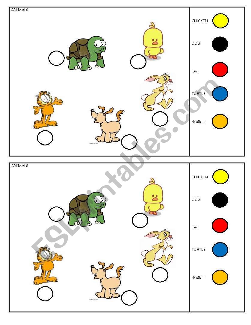 animals worksheet