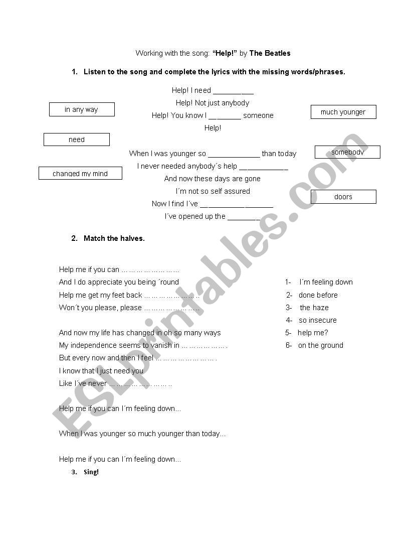 Help! The Beatles worksheet