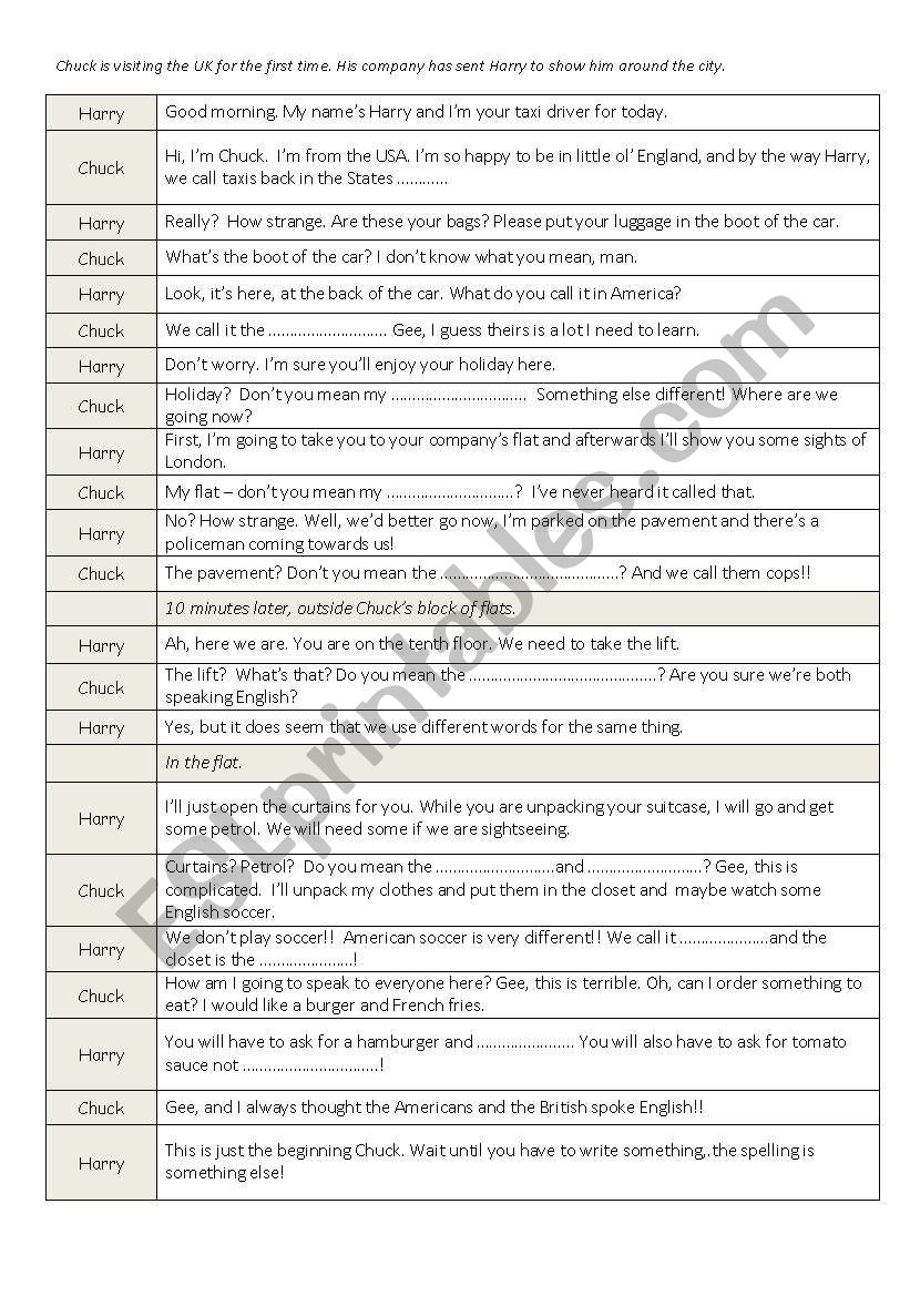 An American in London worksheet