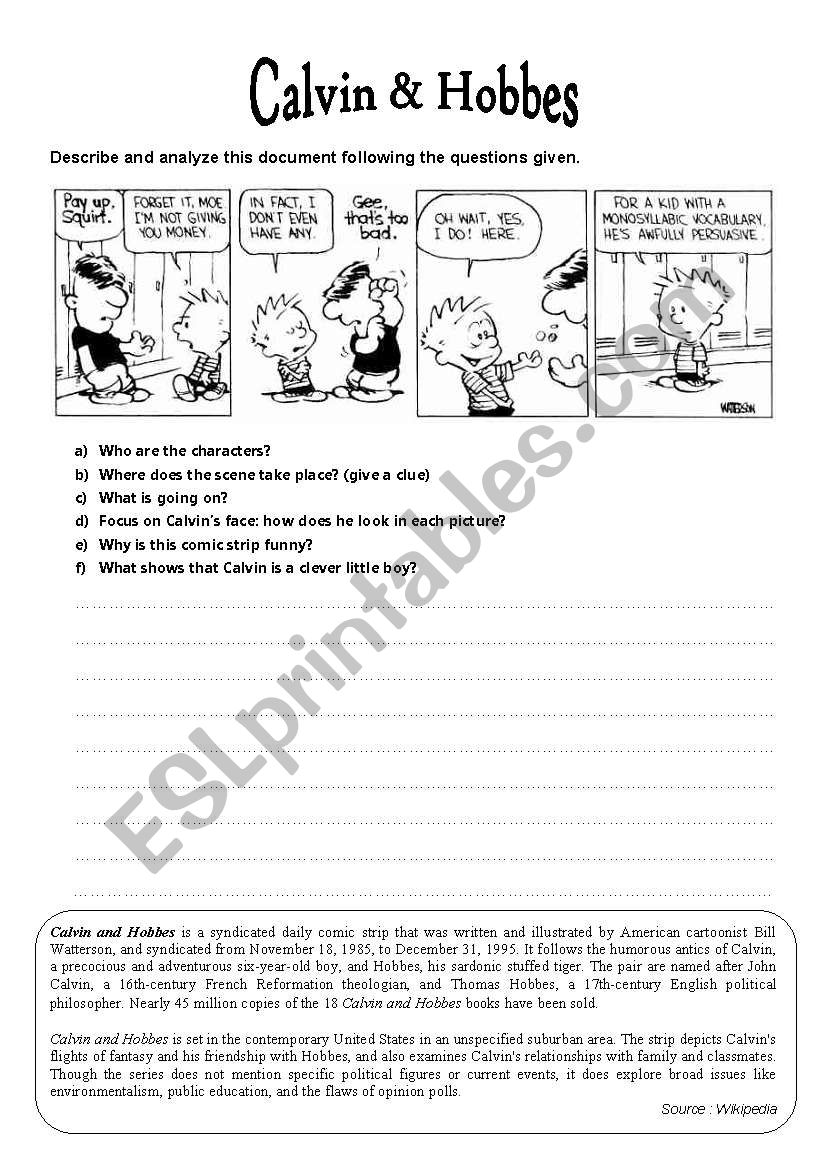 Comic strip about bullying worksheet