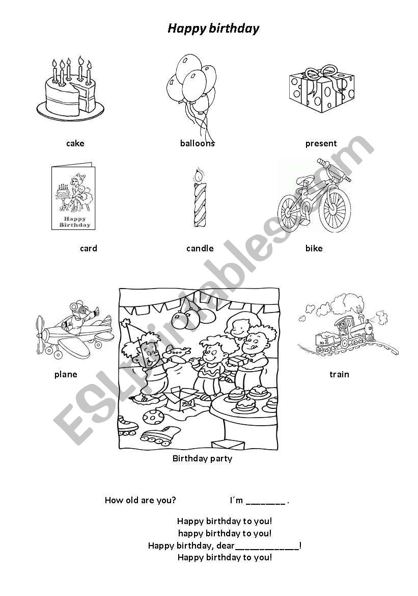 Happy birthday worksheet