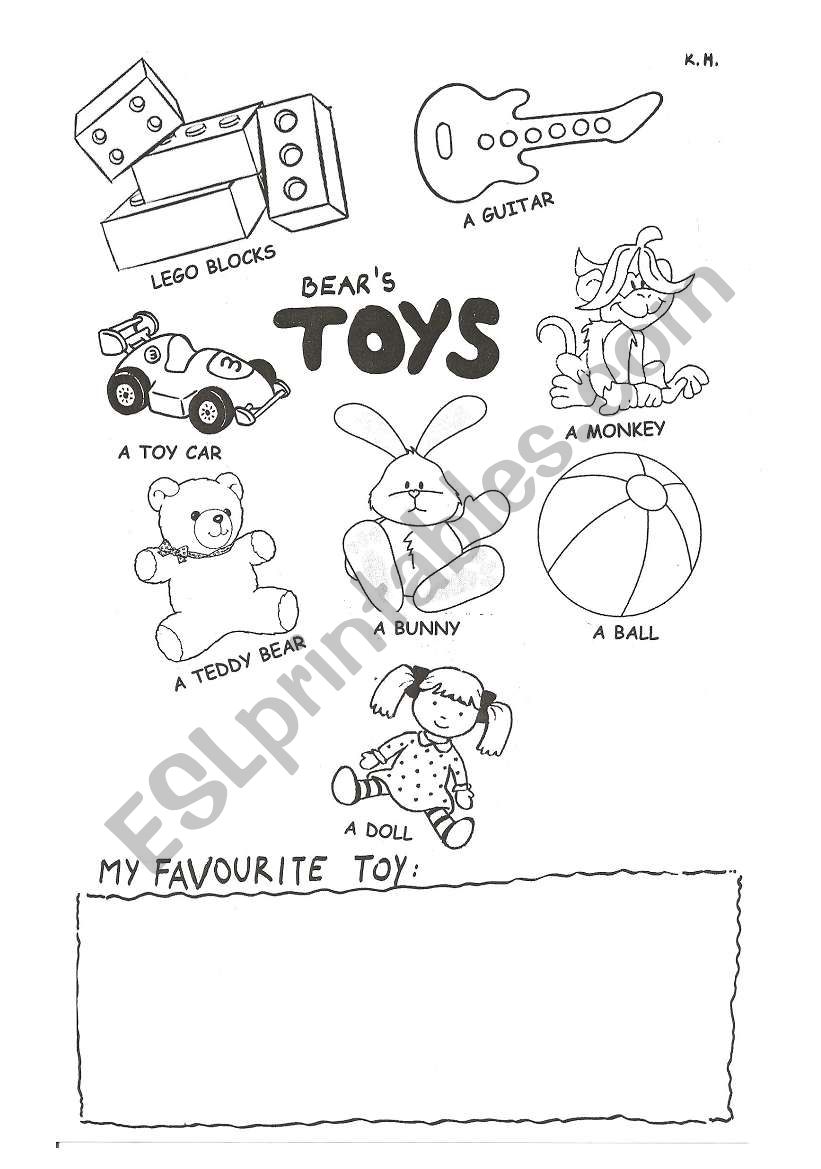 toys-vocabulary handout worksheet
