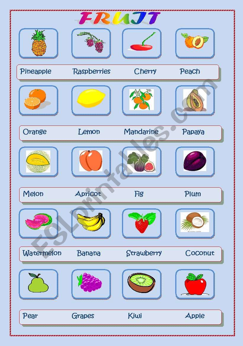 Fruit pictionary worksheet