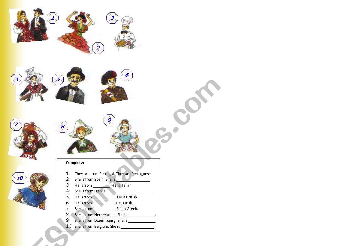 Exercises nationalities worksheet