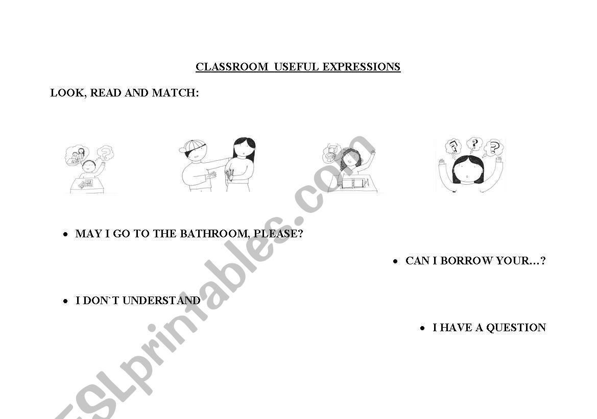 classroom usefull expressions worksheet