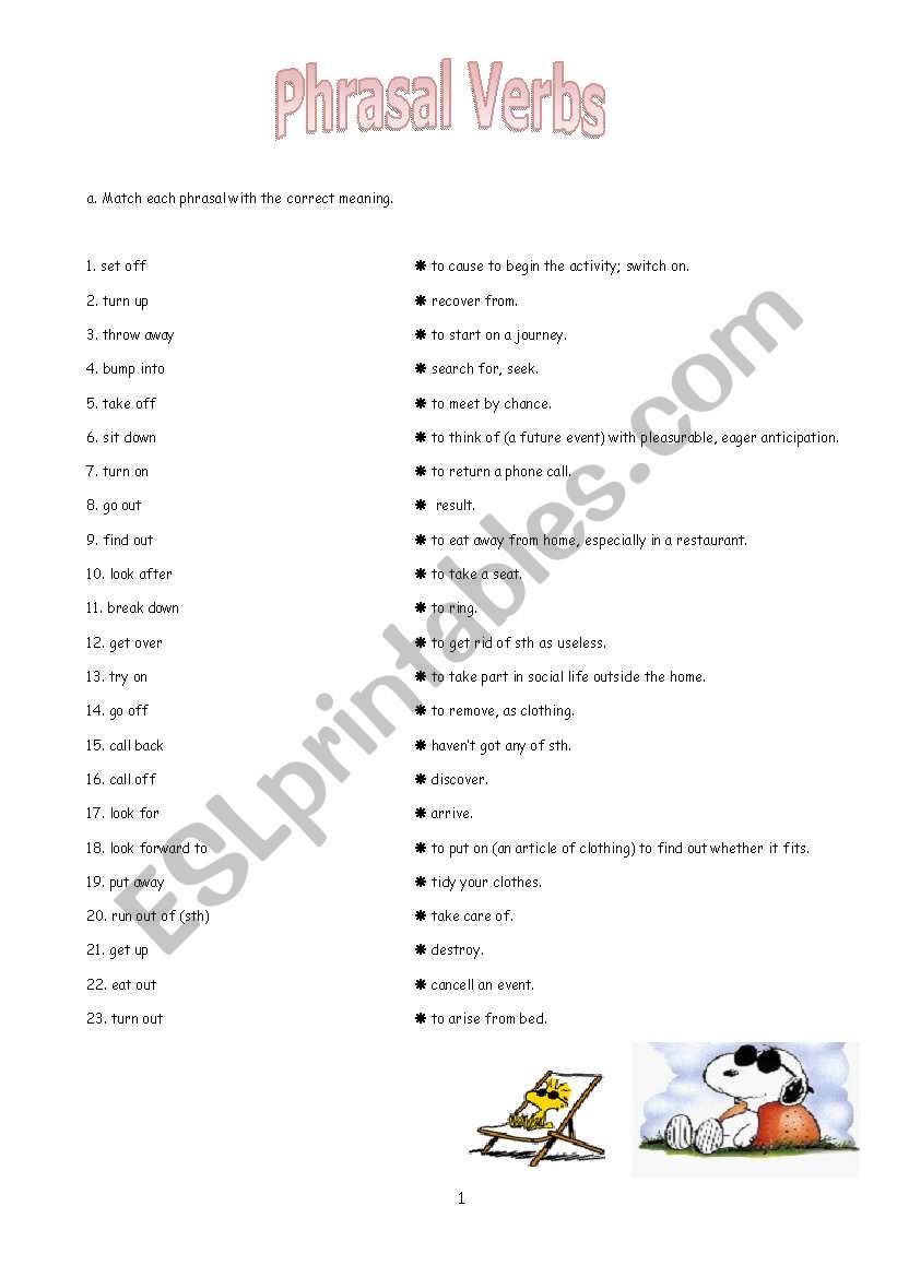 Phrasal Verbs worksheet