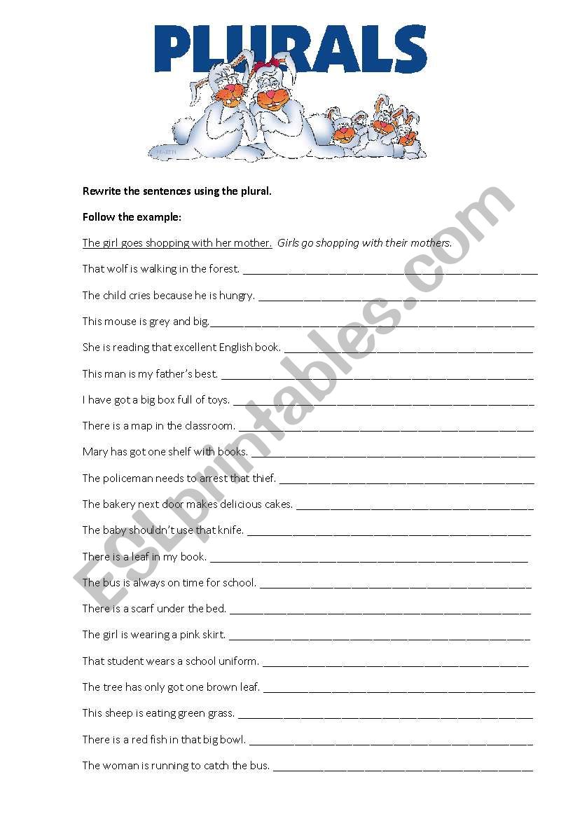 Plural of nouns worksheet