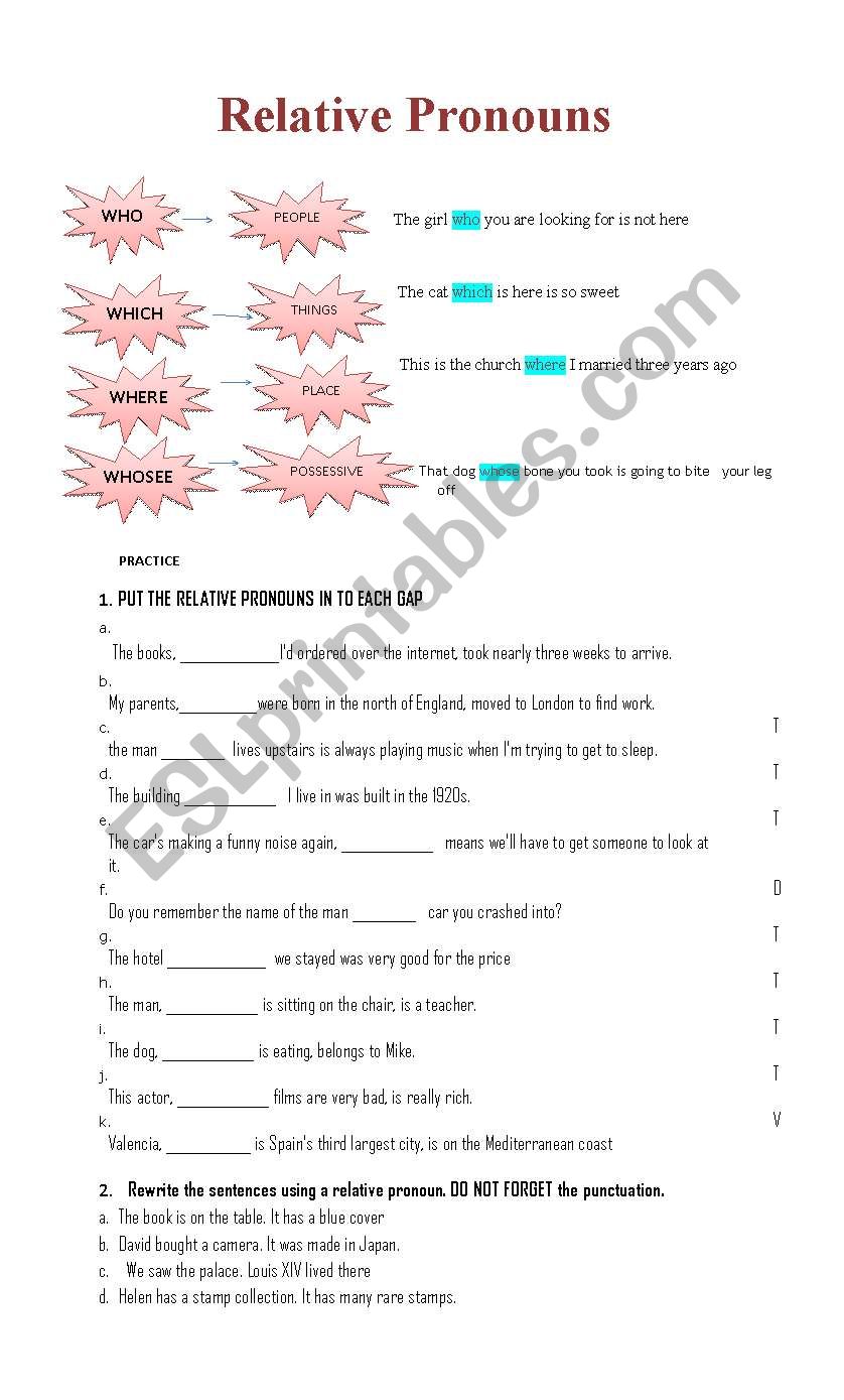 relative clauses worksheet