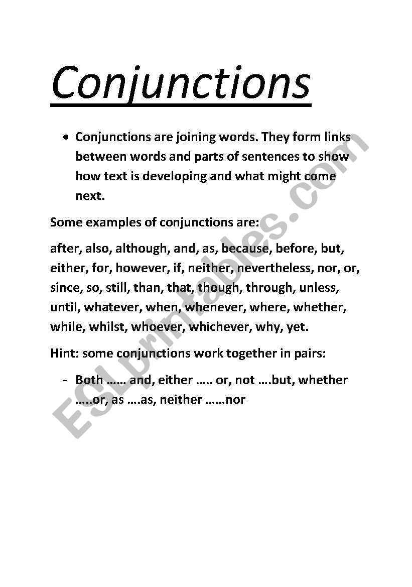 conjunctions worksheet