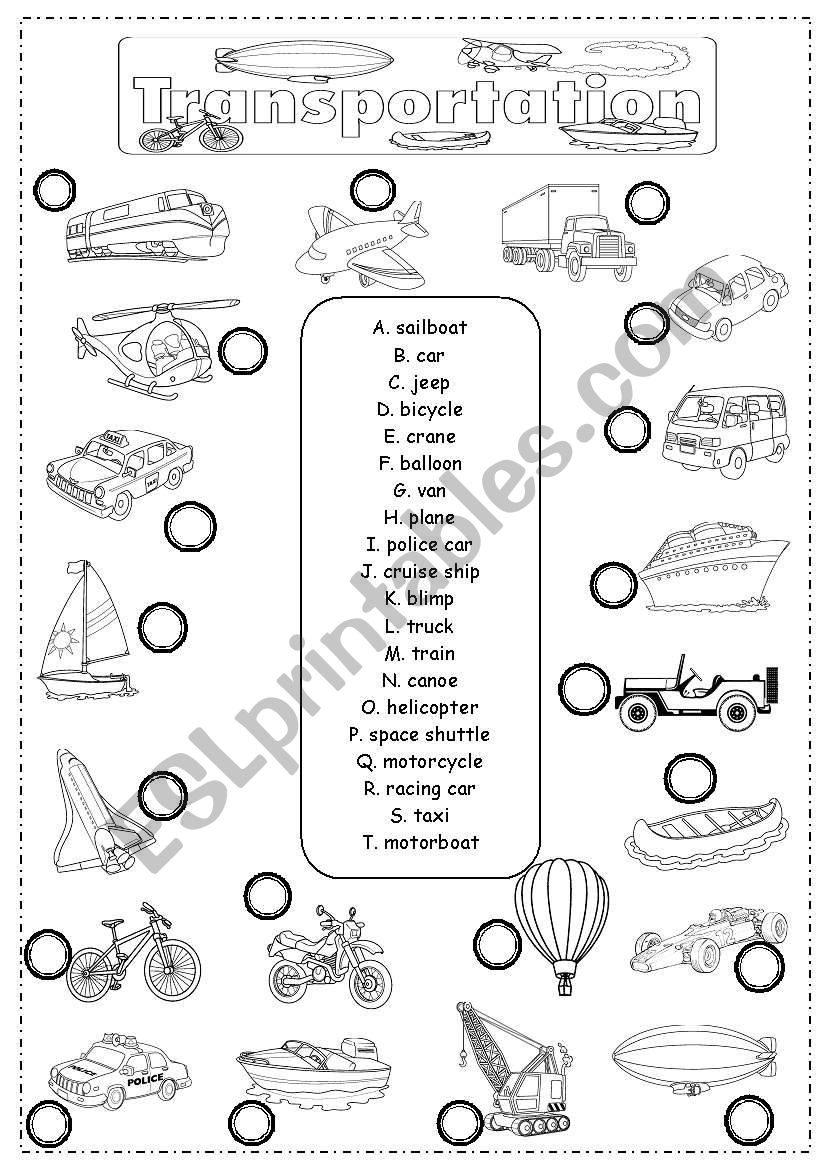 transportation worksheet