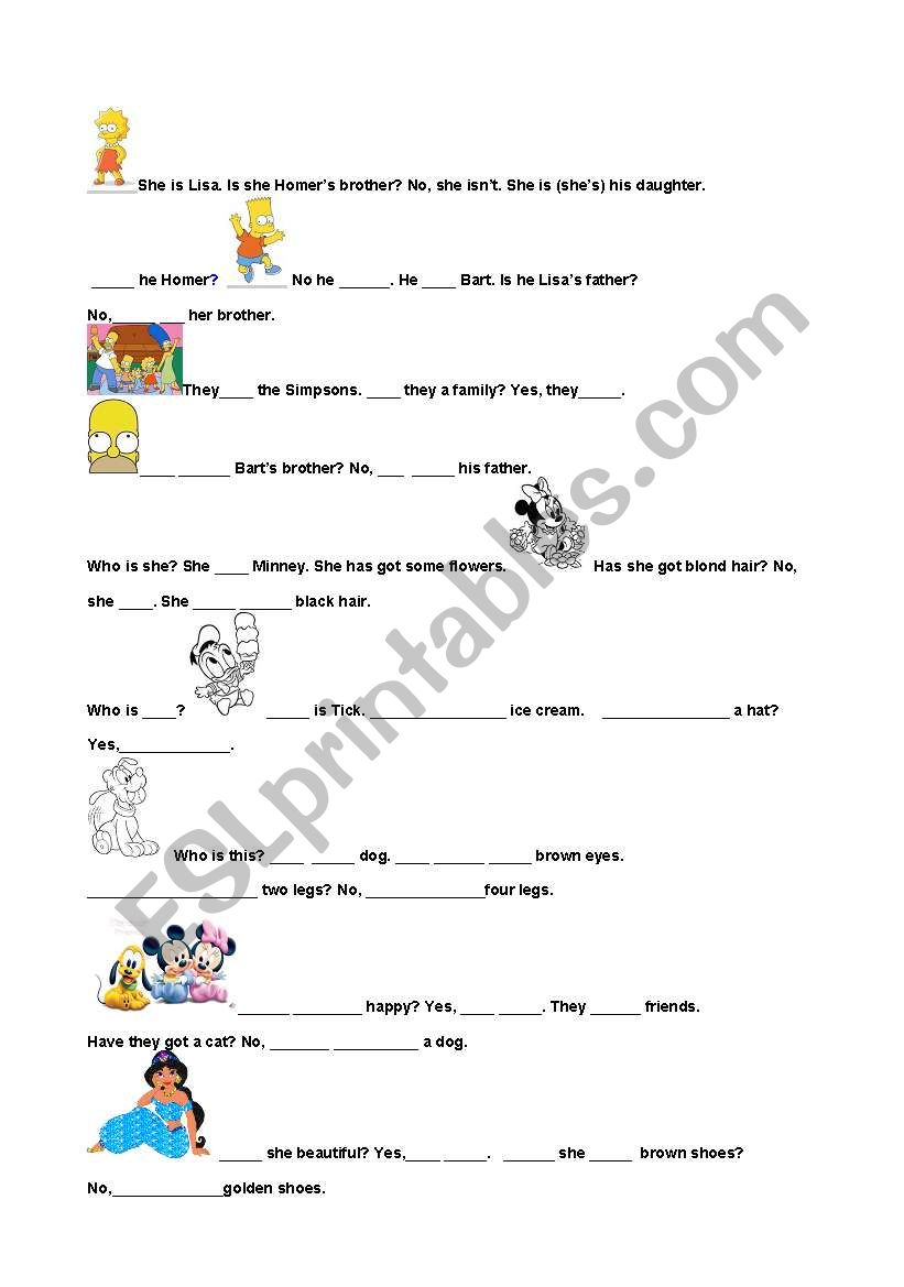 verb to be and has got worksheet