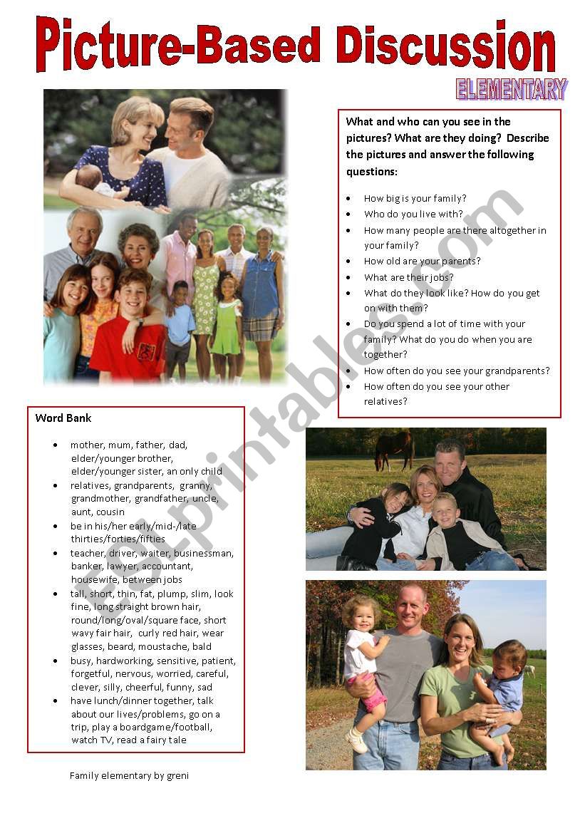 Picture-based discussion Elementary - (01) Family