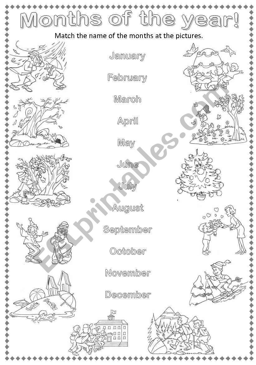 months of the year worksheet