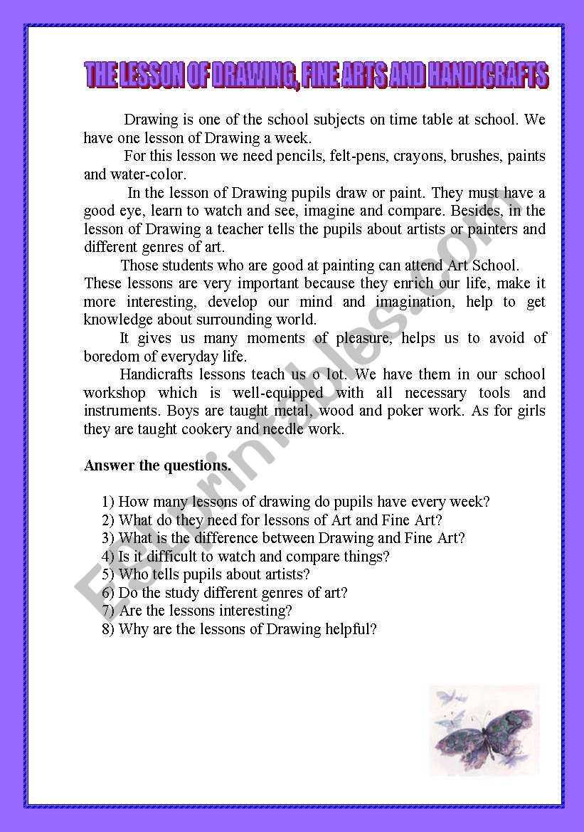 Drawing and Handicrafts worksheet