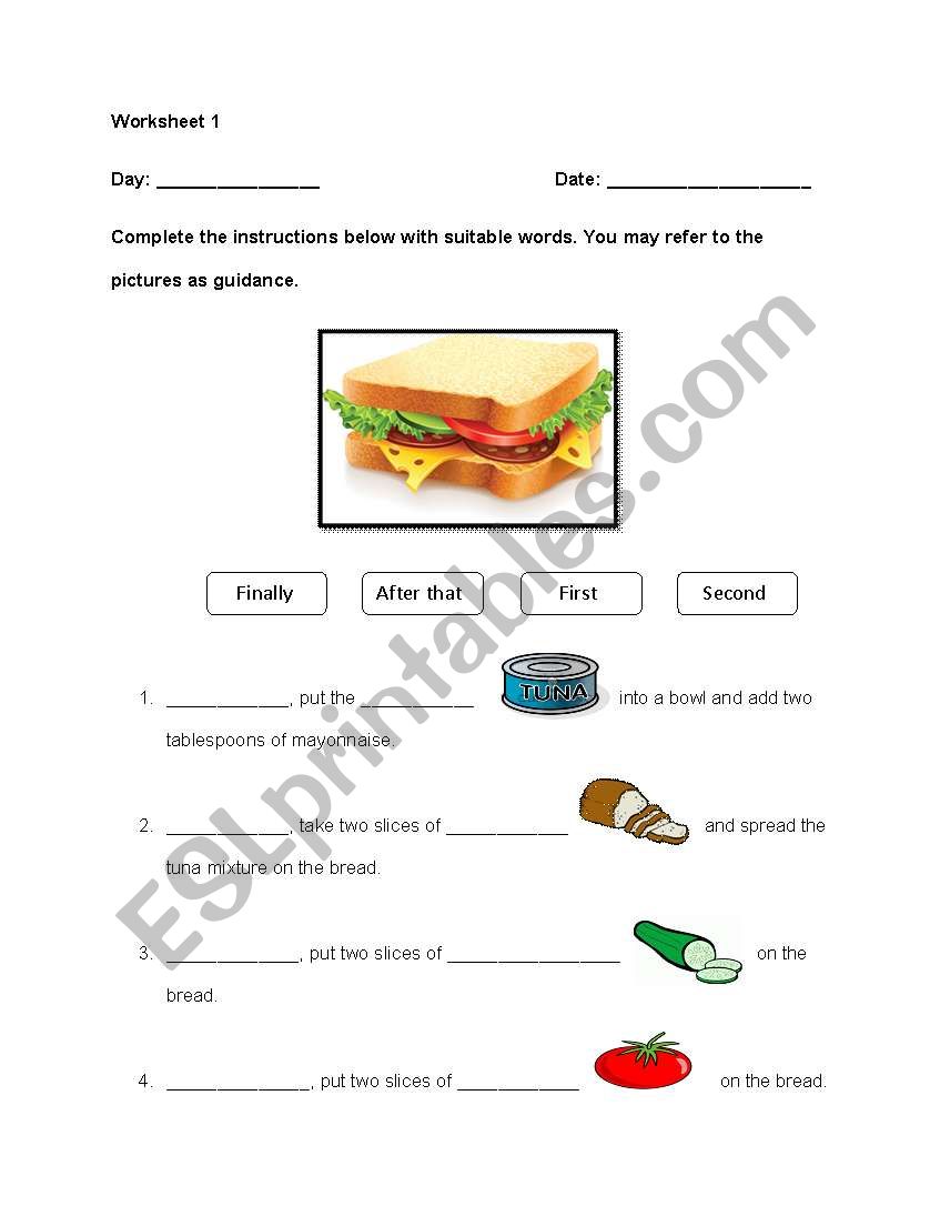 sequence connectors worksheet