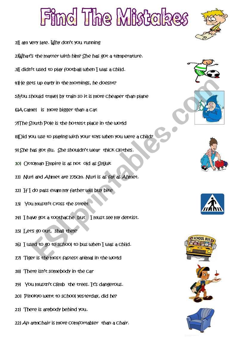 7th grade finding mistake worksheet