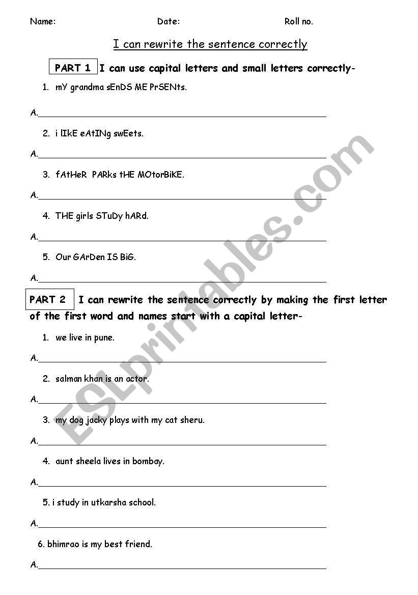 Punctutation worksheet