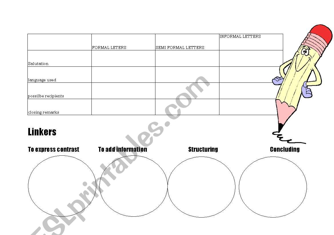 Writing a letter worksheet