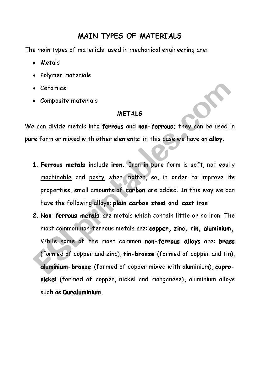 Mechanic worksheet