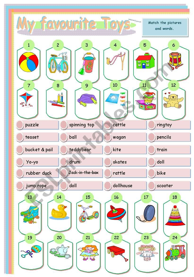 My favourite Toys worksheet