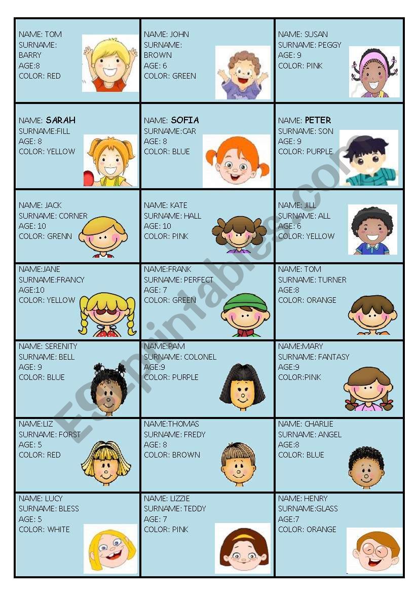 conversation card for young students