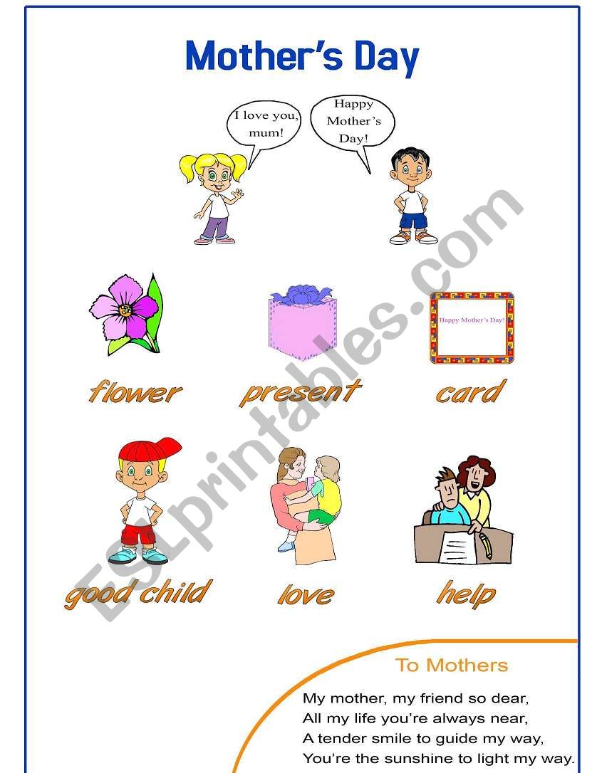 Mothers Day Pictionary worksheet