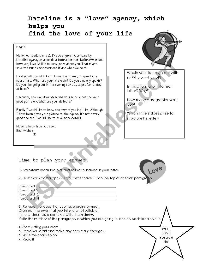 Answering a letter worksheet