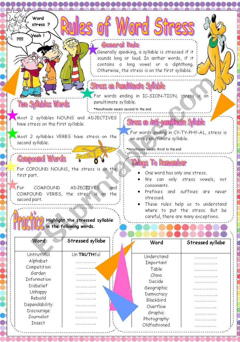 WORD STRESS worksheet