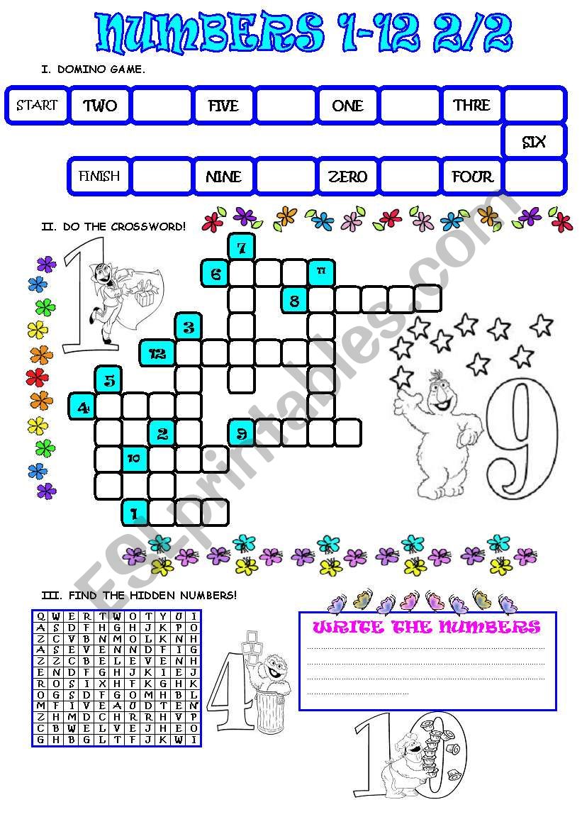 NUMBERS 1-12 worksheet