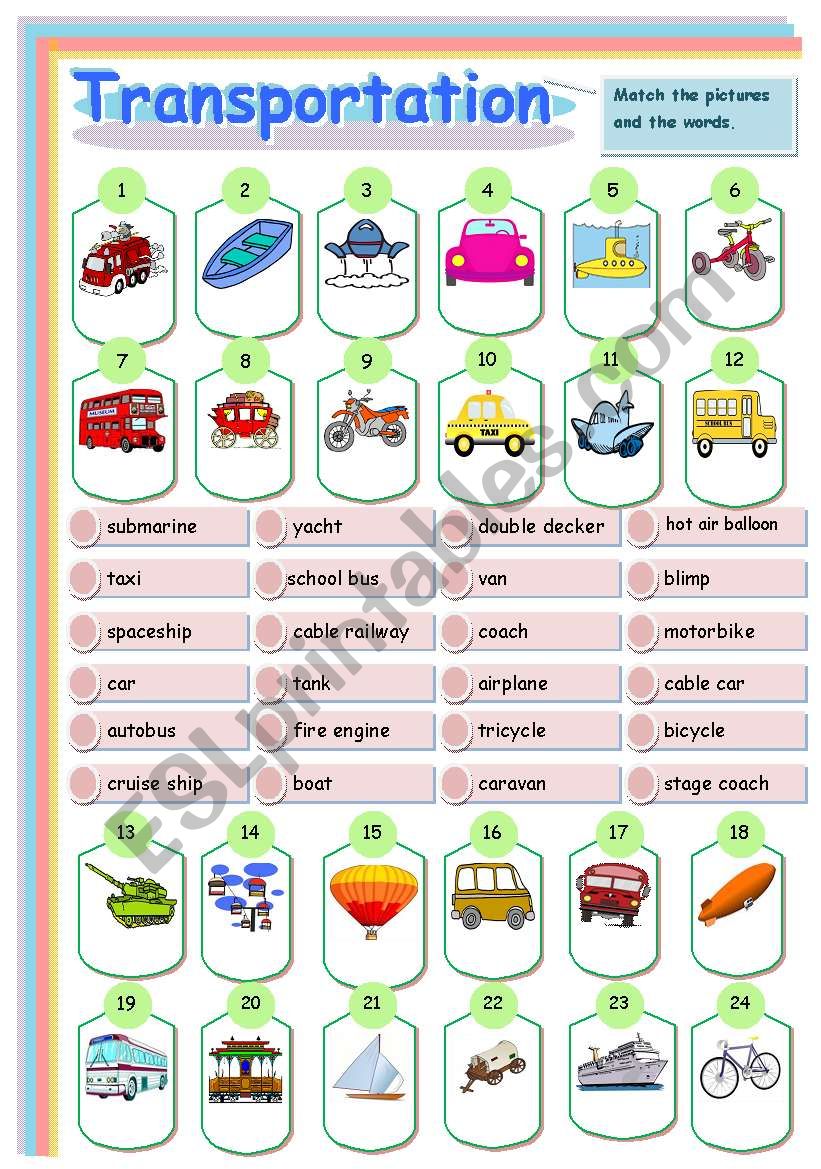 Transportation worksheet