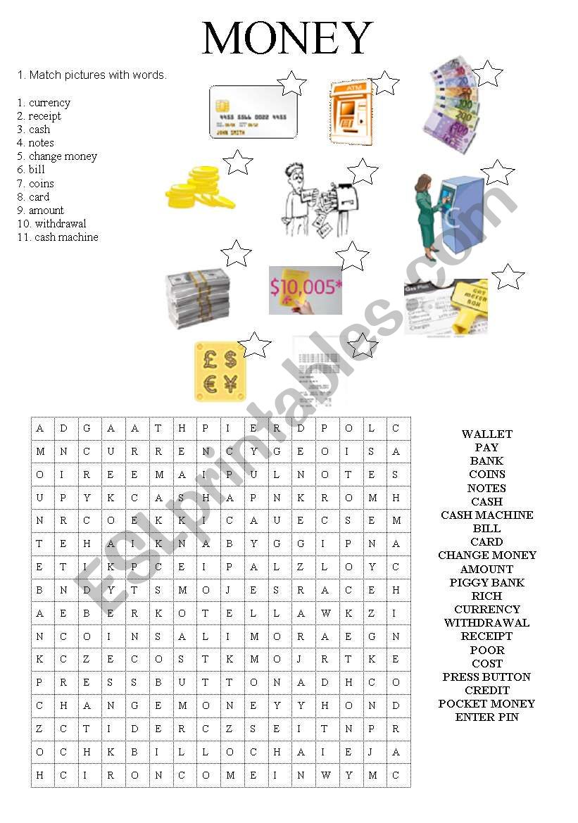 MONEY - VOCABULARY worksheet