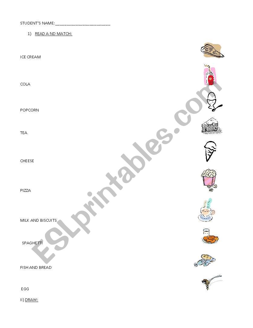 Food Items worksheet