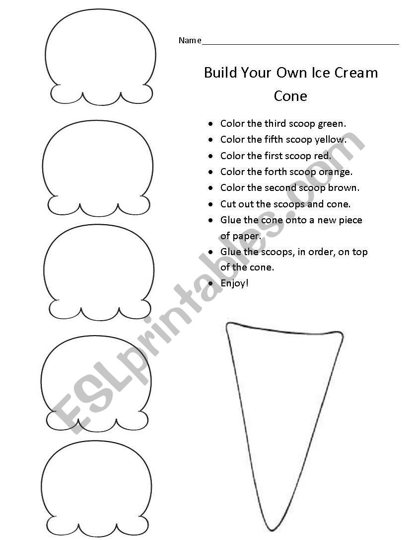 Ordinal Number Cone Craft worksheet