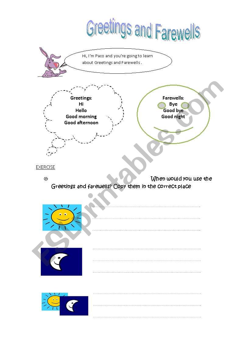 greetings worksheet
