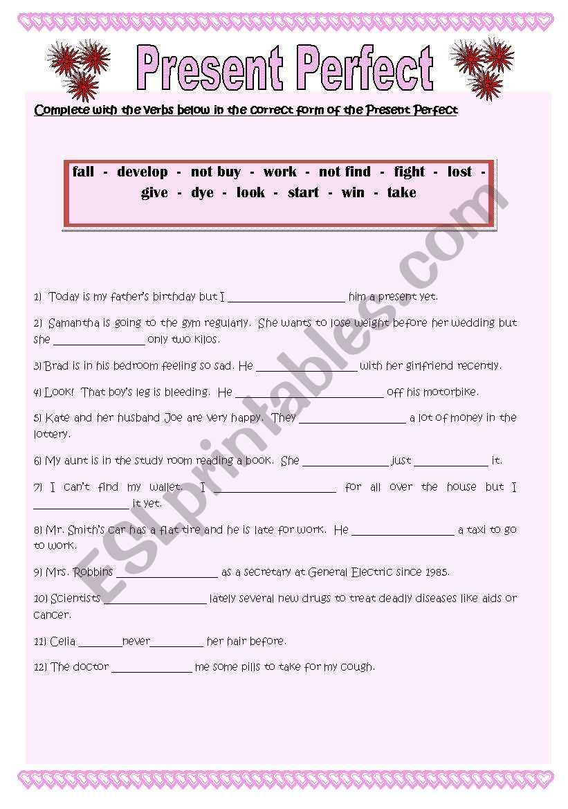 Present Perfect Tense - exercises