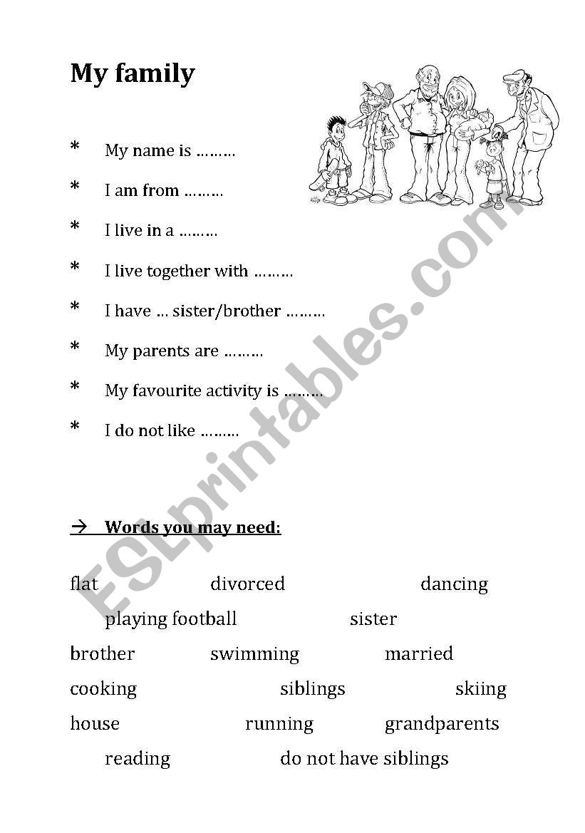 My family worksheet