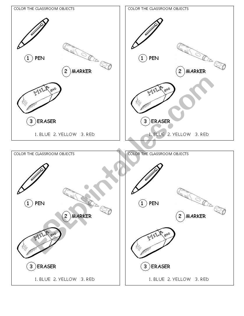 classroom objects worksheet