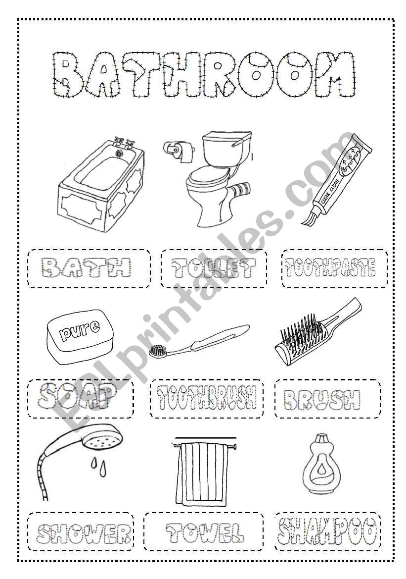 bathroom objects worksheet