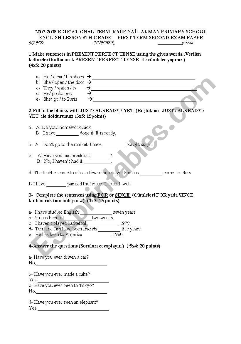 present perfect tense worksheet