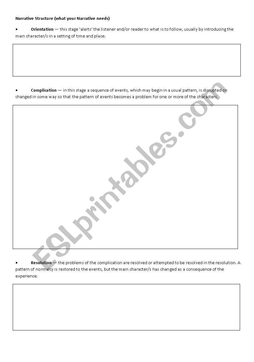 Narrative Scaffold worksheet