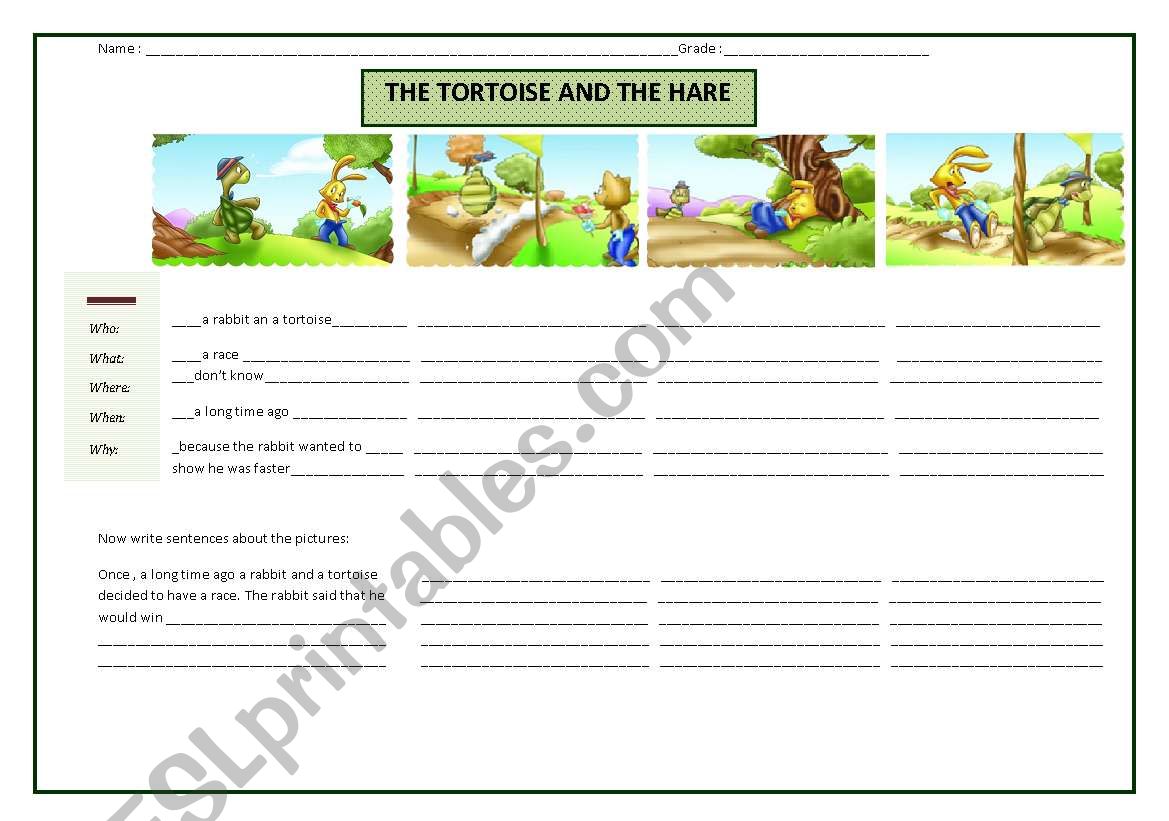 The tortoise and the hare worksheet