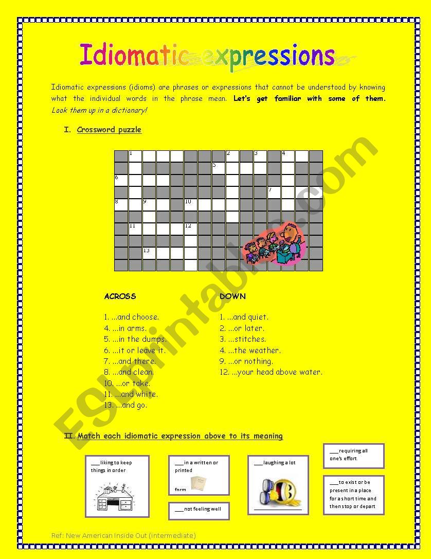 Idiomatic expressions worksheet