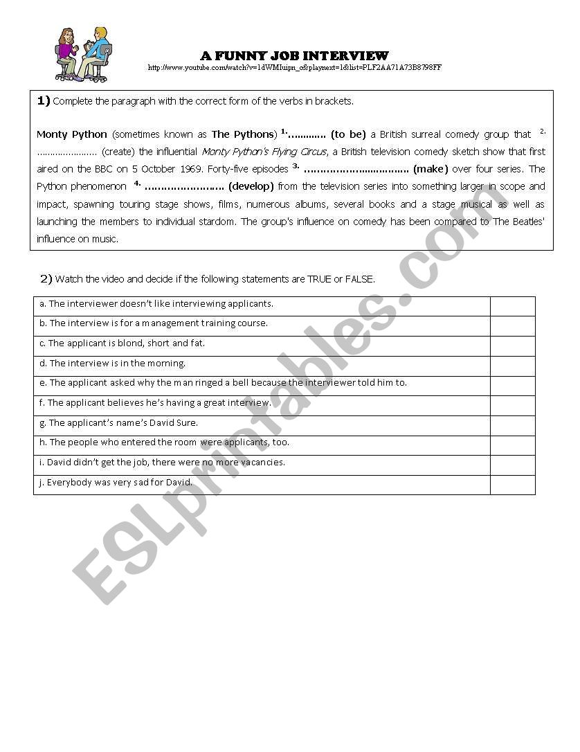 A Funny Job Interview worksheet