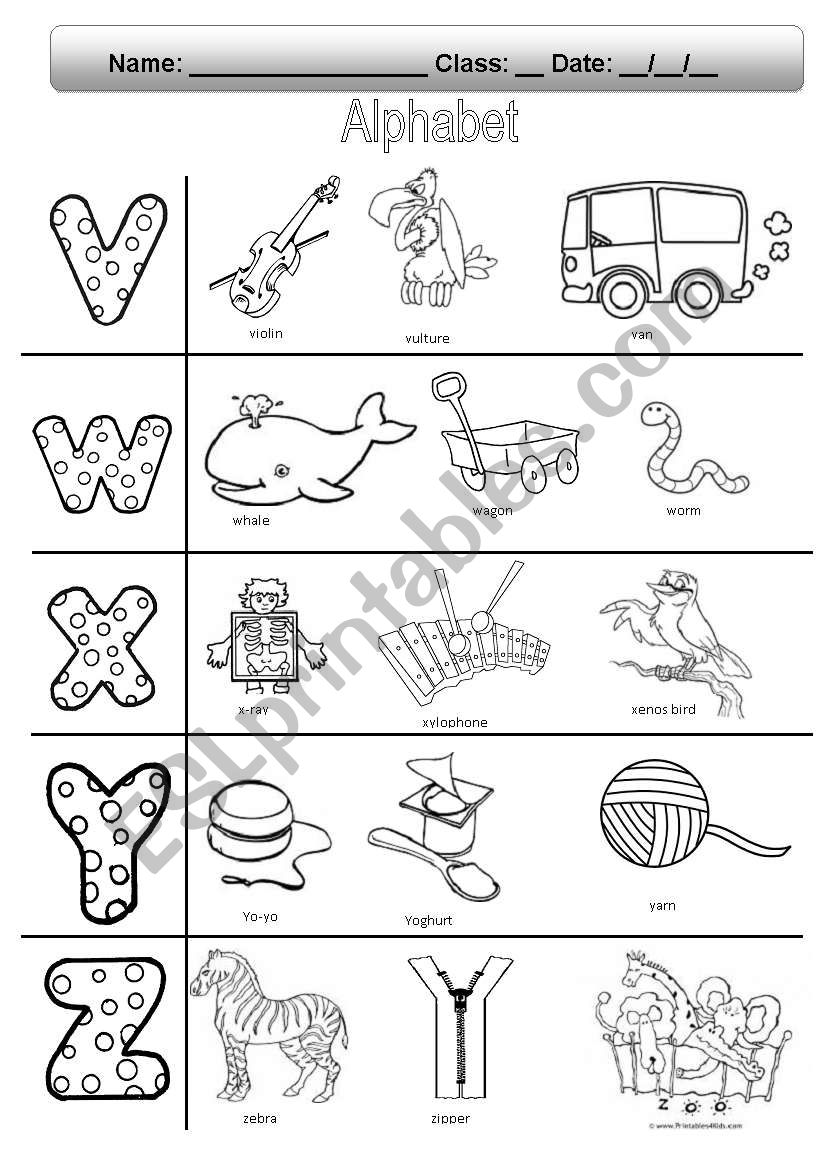 alphabet worksheet