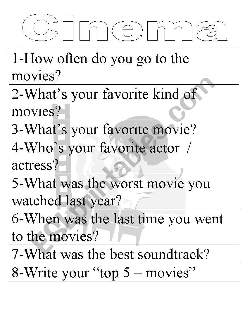 Going to the movies worksheet